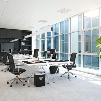 modern office space with large windows